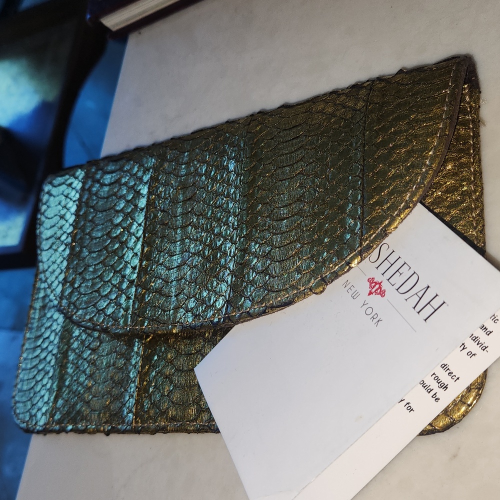 Neiman Marcus NEW genuine python gold clutch gene… - image 11